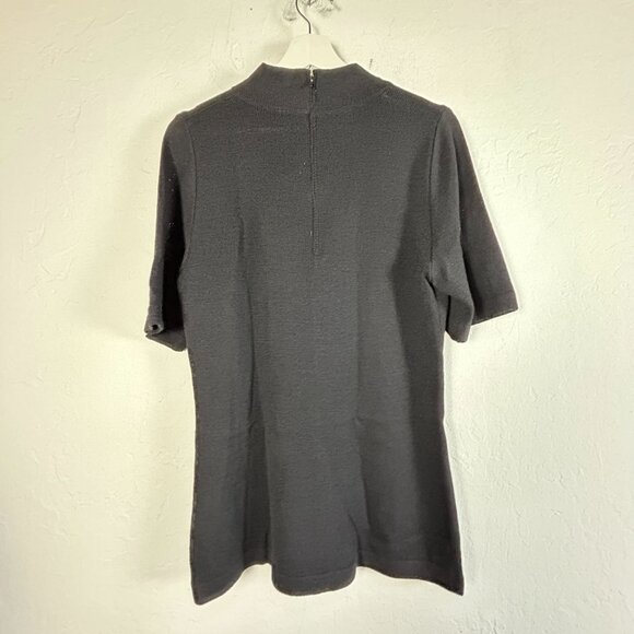 St. John Basics Womens Black Mock Neck Short Sleeve Knit Tunic Top Medium Casual - Picture 2 of 6